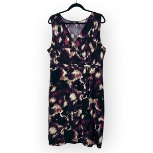 Reitmans Sleeveless Black & Purple Midi Dress XL